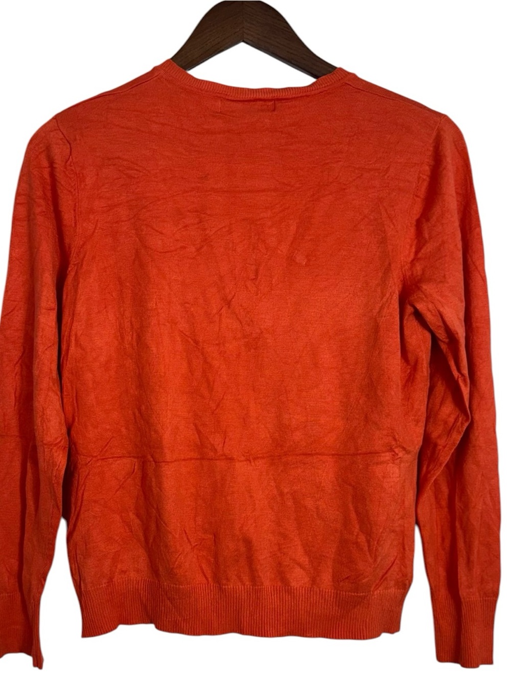 August Silk Orange Lightweight Knit Cardigan Sweater Silk Blend Large - Picture 2 of 5